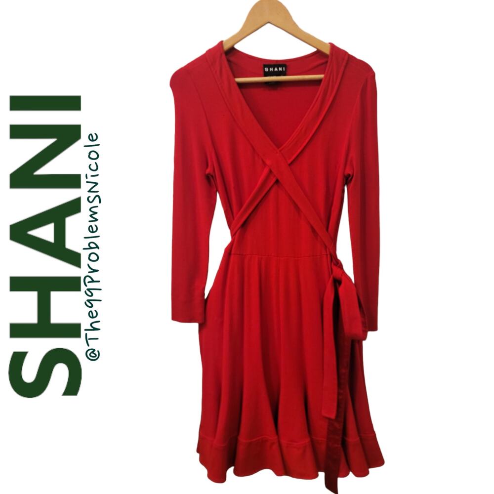 Shani Red Belted Dress with Pleated Skirt